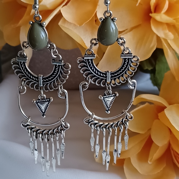 Rustic Ethnic Chandelier Earrings - Picture 3 of 8